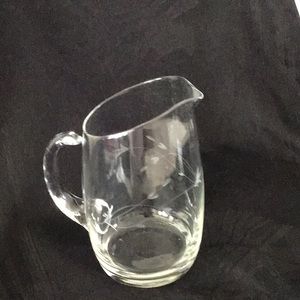 Etched Crystal Pitcher with Handle.